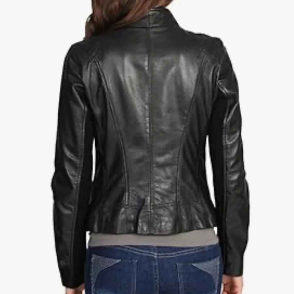 Whetblu Black Asymmetric Zip Leather Jacket Size Medium‎ - Picture 2 of 11